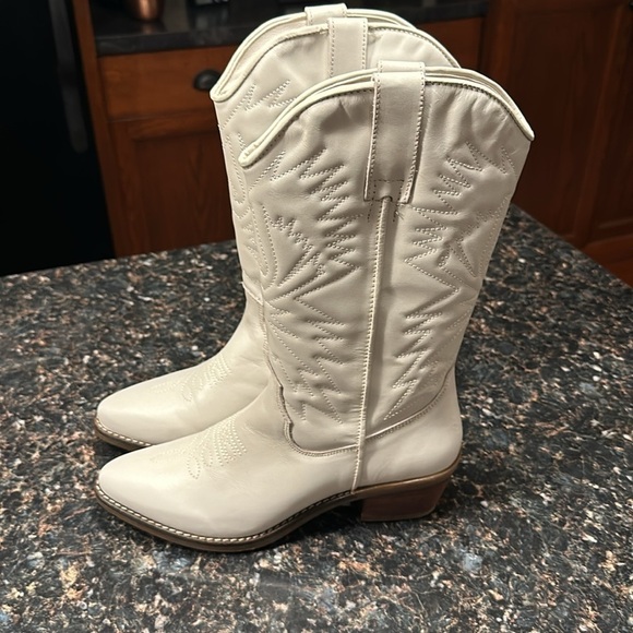 New Steve Madden Hayward White Leather Western Boots size 9 - Picture 6 of 9